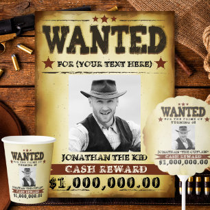  Cowboy Wanted Poster, Add Your Photo Text Poster