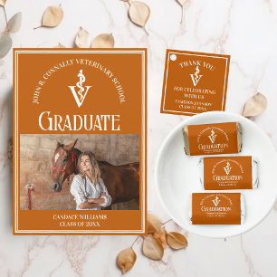 Orange Veterinary School Custom Graduation Party Favour Tags