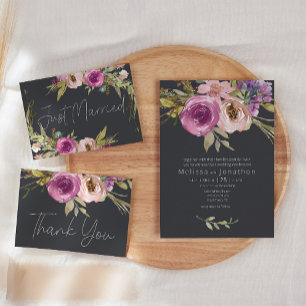 Dusty Pink Purple Floral  Wedding Invitation