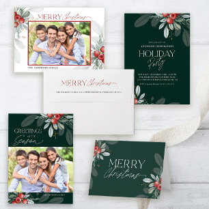 Merry Christmas Sleek Typography White Holiday Envelope