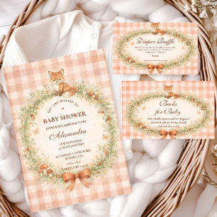 Vintage Woodland Fox Baby Shower Invitation