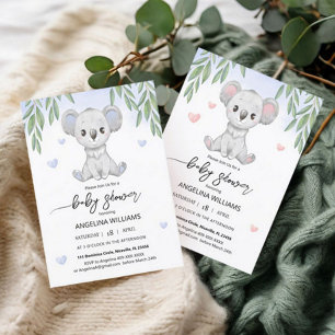 Baby shower invitation with a cute koala.