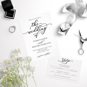 Modern Elegant Calligraphy All in One Wedding Card