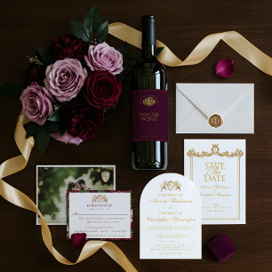 Royal Muse Mediaeval Fantasy Plum Floral Wedding Invitation