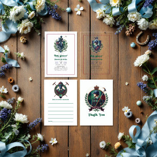 Preppy Polo Baby Shower Equestrian Tartan Crest Invitation