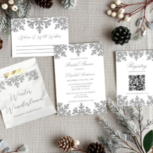 Silver Snowflake Winter Bridal Shower Invitation