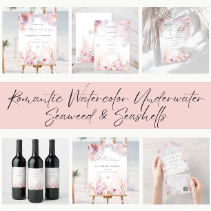 Underwater Seaweed   Seashell Save the Date Invitation