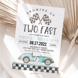TWO Fast Birthday Invitation Race Car 2nd Birthday