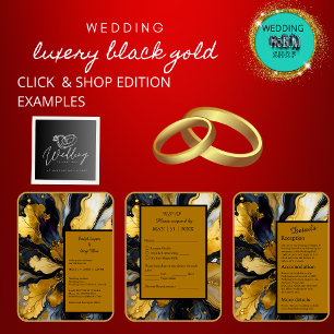 black gold marble swirl wedding  program