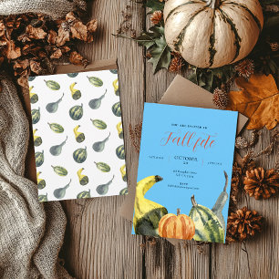 Autumn Colorful Watercolor Pumpkins Birthday Party Invitation