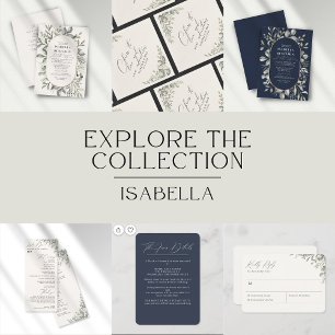 Greenery Oval Navy RSVP QR Code Wedding Rose Gold