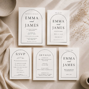 Editable Arch Shape Minimal Wedding Invitation