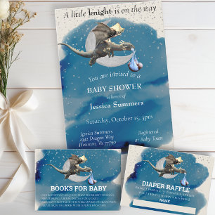Diaper Raffle Little Knight Dragon Silver Star  Enclosure Card