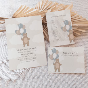 We Can Bearly Wait   Gender Neutral Baby Shower Invitation