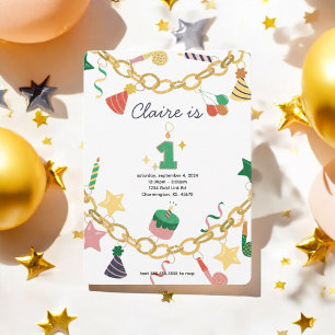 Charm Bracelet 4th Birthday Party Invitation