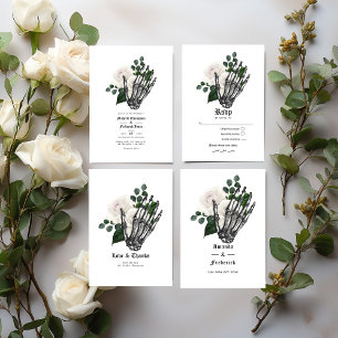 White Floral Gothic Wedding QR Code Invitation