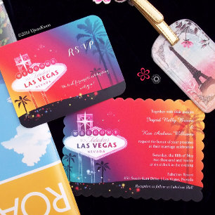 Colourful Las Vegas Strip Wedding Invitation