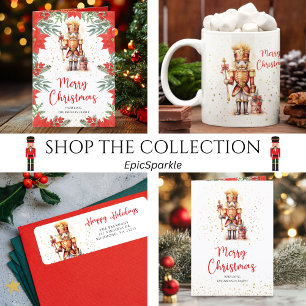 Christmas Gold Nutcracker Holiday Return Address Envelope