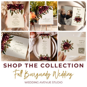 Boho Autumn Wildflower Botanical Wedding  All In One Invitation
