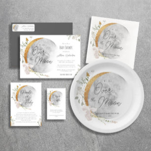Boho floral moon modern watercolors return address label