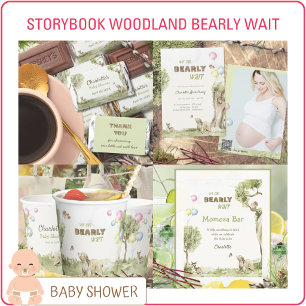 Storybook Woodland Photo QR Bearly Wait Invitation