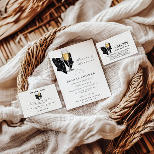 Black Pearl Bow Bridal Shower Invitation