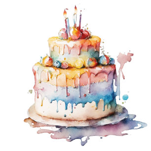 Personalised Watercolor Cake Aunt's Birthday Holiday Card