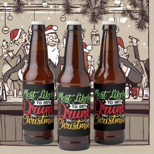 funny beer Christmas cheer word art Beer Bottle Label