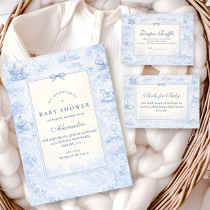 Vintage Nursery Toile Baby Shower Diapper Raffle Enclosure Card