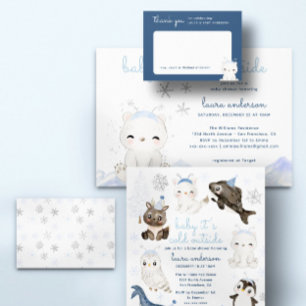 Winter Snow Baby Shower Book Request Enclosure Card
