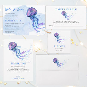 Jellyfish Ocean Beach Under The Sea Baby Shower  Classic Round Sticker