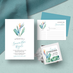 Tropical Watercolor Floral Theme Square Sticker