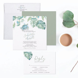 Destination Wedding Invitations Watercolor Beach