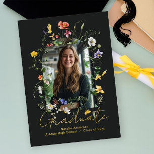 Elegant Chic White Wildflowers Graduate Invitation Return Address Label