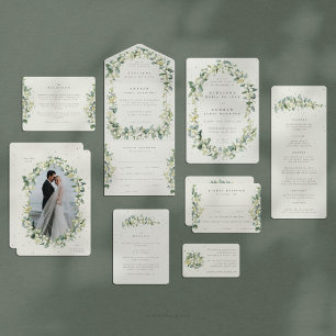 Cream Snowberry+Eucalyptus Stem Wedding Directions Enclosure Card