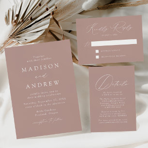 Dusty Rose Modern Elegance Monogram Wedding Invitation