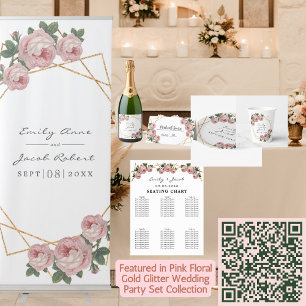 Seating Chart Gold Geometric Pink Floral Wed 120