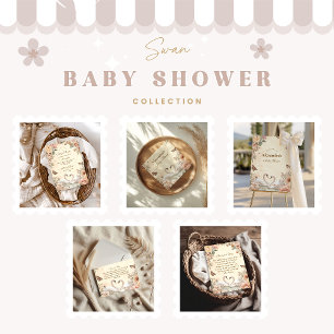 Elegant Swan Lake Floral Baby Shower Invitation