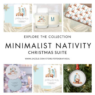 Away In A Manger Carol Mininalist Nativity Metal Ornament