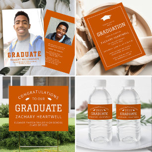 Sporty Burnt Orange Graduation Party Invitation