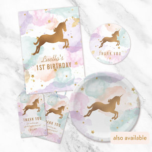 Pastel Unicorn Birthday Party Thank You Classic Round Sticker