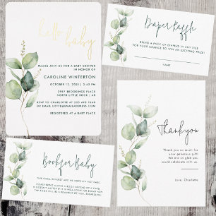 Eucalyptus Botanical Script Baby Shower Square Sticker