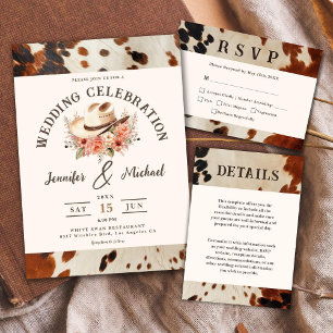 Western Wedding Cowhide Belly Band Invitation Belly Band