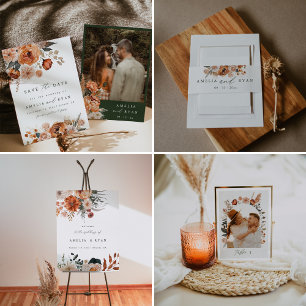 Terracotta Sage Boho Floral Wedding Napkin