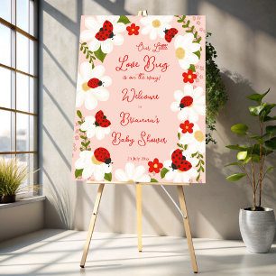 Love bug daisies cute ladybug baby shower favour classic round sticker