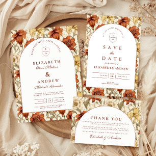 Vintage Floral Arch Elegant Wedding Invitation