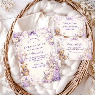 Timeless Purple Teddy Bear Books for Baby Enclosure Card