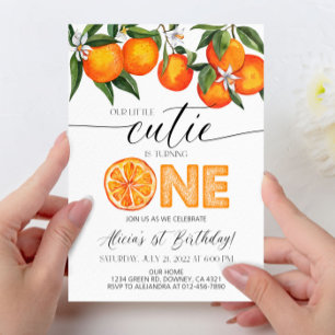 Orange Little Cuties Joint Sibling Birthday Party Invitation