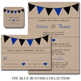 The Modern Blue Bunting Wedding Collection Invitation