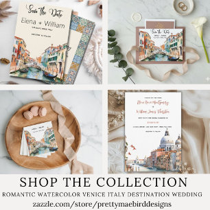Venice Italy Save the Date with Italian Tiles Magnetic Invitation
